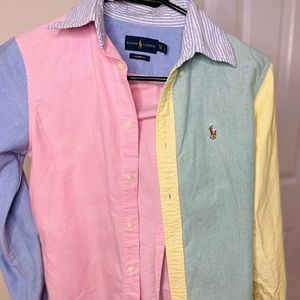 Women’s Polo Ralph Lauren pastel Multicolor Oxford Shirt SIZE: XS